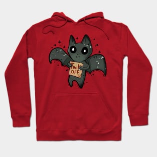 black bat holding a bad word sign Hoodie